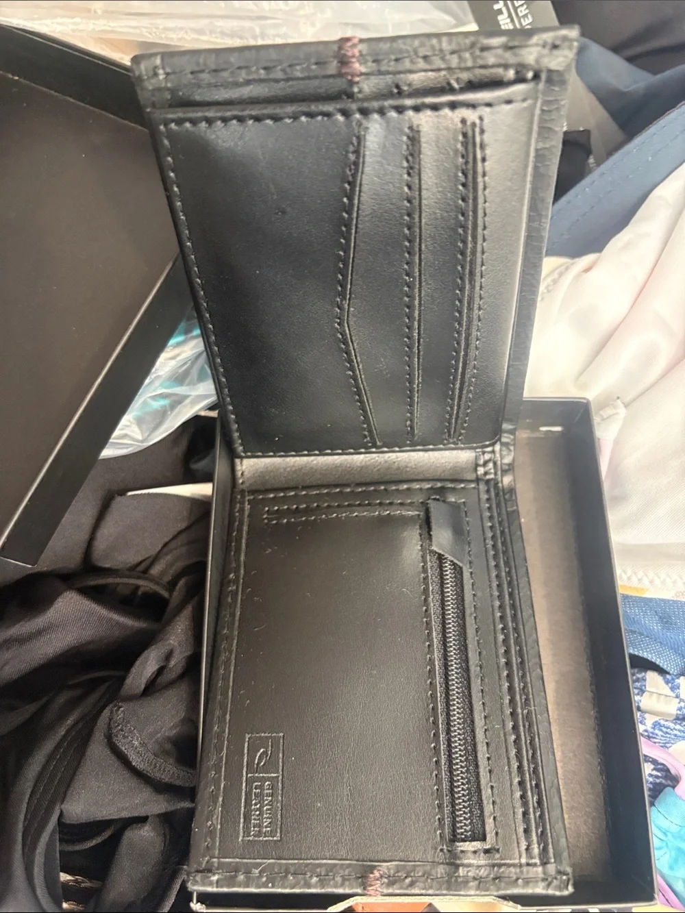 Rip Curl Black Leather Wallet with Contrasting Stitch
